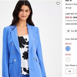 Bar III Women's Textured Crepe One-Button Blazer